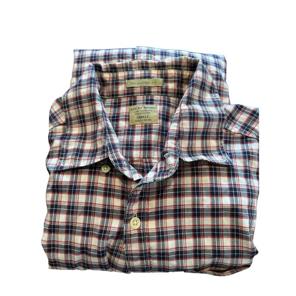 LUCKY BRAND Mens Black White Red Long Sleeve Flannel Shirt Size Small EUC‎ - Picture 9 of 9